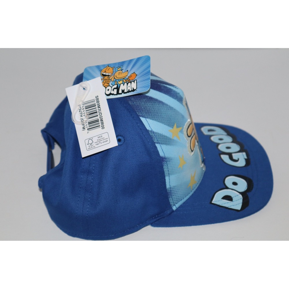 Dog Man YOUTH Snapback Hat Blue Do Good Graphic Baseball Cap OSFM NEW - Picture 6 of 9